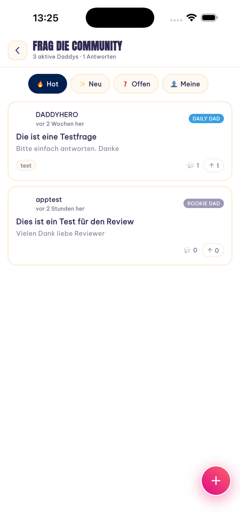 Frag die Community: Fragen und Antworten in der DADDYHERO App