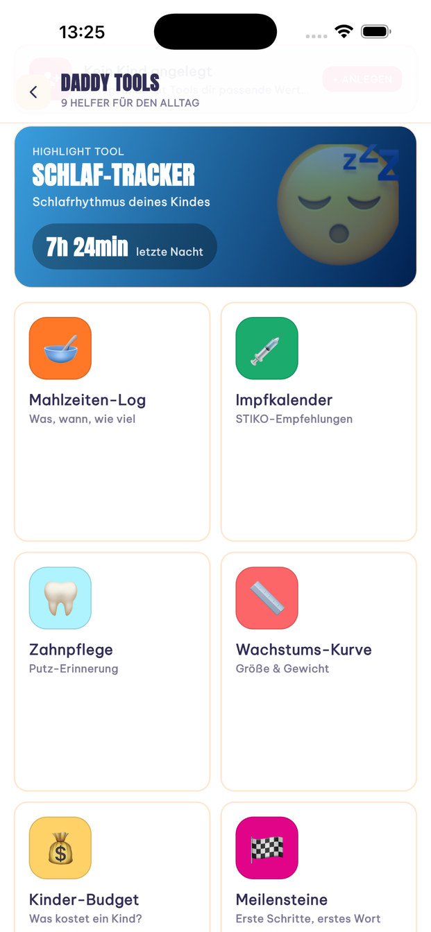 Daddy Tools: Schlaf-Tracker, Mahlzeiten-Log, Impfkalender und mehr