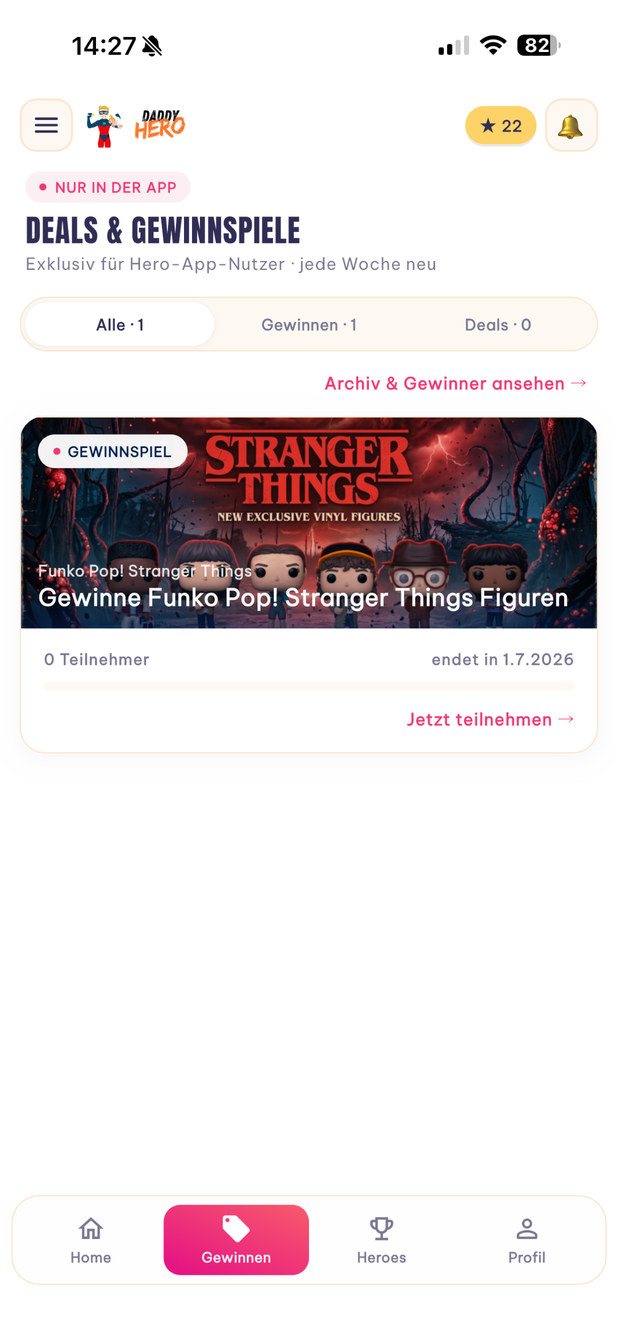 DADDYHERO App – Deals und Gewinnspiele